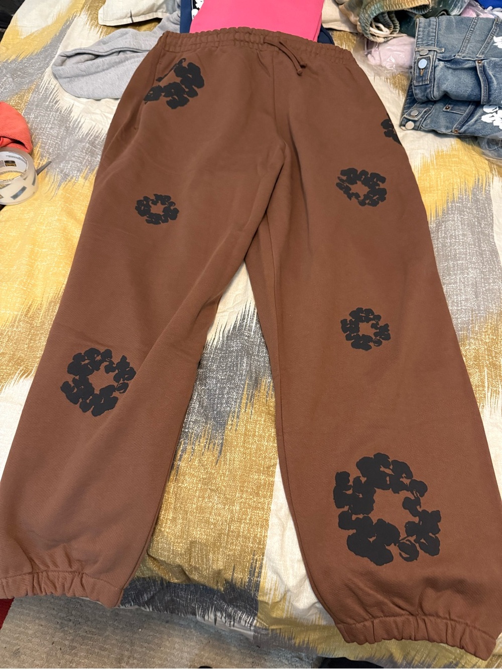 Denim Tears Black Cotton Wreath Sweatpants Brown Men’s Size XL